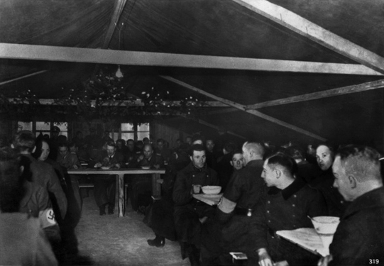 Adolf Hitler having lunch with Fritz Todt and front workers of Organisation Todt in La Sence near Cap Gris-Nez, France